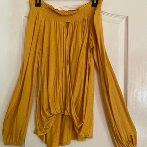 Chloe and Katie Mustard Off the Shoulder Top